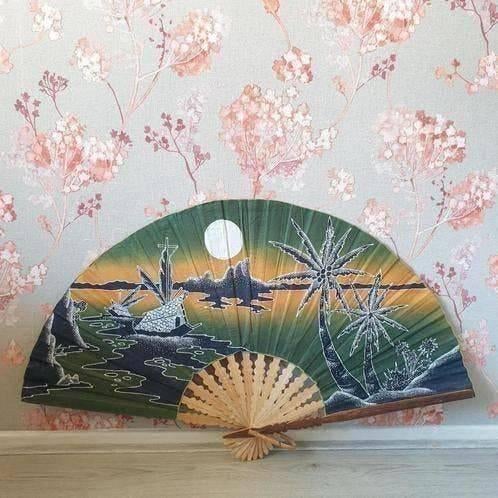 Vintage grote bamboe opvouwbare ventilator decoratie, Huis en Inrichting, Woonaccessoires | Wanddecoraties, Ophalen of Verzenden