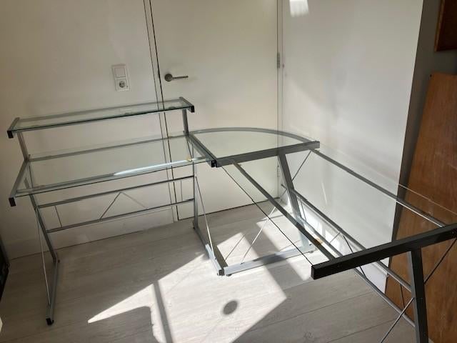 Modulair hoekbureau/glazen tafel(s), Ophalen, Gebruikt, Hoekbureau