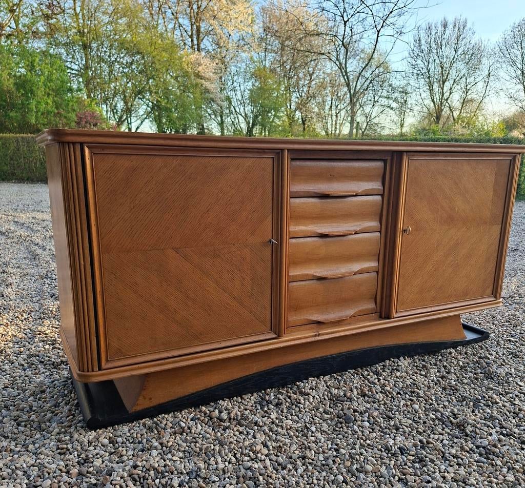 Art Deco Teak Sideboard - Vintage Dressoir, Huis en Inrichting, Kasten | Dressoirs, Gebruikt, 150 tot 200 cm, 25 tot 50 cm, Met lade(s)