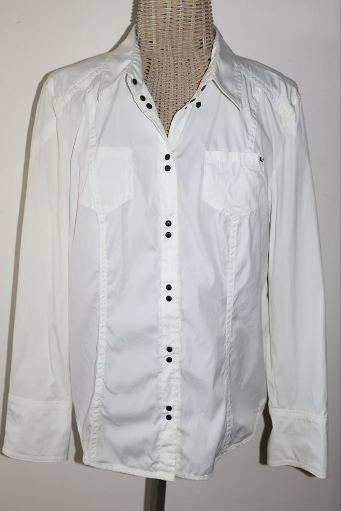 Marc Cain blouse wit maat 42 / XL, Marccain.nl, Marccain, Ophalen of Verzenden, Zo goed als nieuw