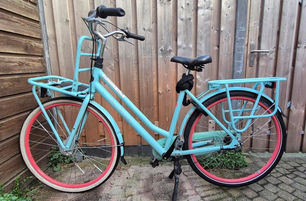Gazelle Heavy Duty mintgroen met roze velgen, Fietsen en Brommers, Fietsen | Dames | Damesfietsen, Ophalen