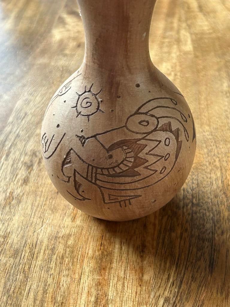 Mini Vaasje met Tekeningen, Huis en Inrichting, Woonaccessoires | Vazen, Ophalen, Gebruikt, Overige kleuren, Aardewerk of Porselein