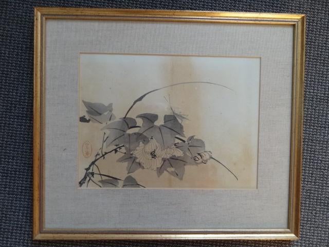 Houtsnede uit Japan, ingelijst, ca, 40 x 47 cm, gesigneerd, Verzenden