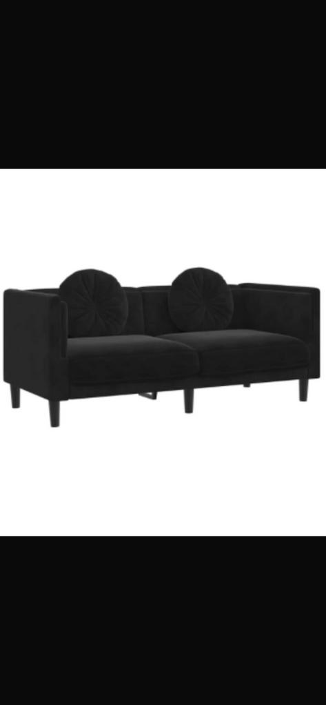 Te koop zwart bankstel 2 personen nieu in de doos, Huis en Inrichting, Banken | Bankstellen, Ophalen, Nieuw, Tweepersoons, Stof