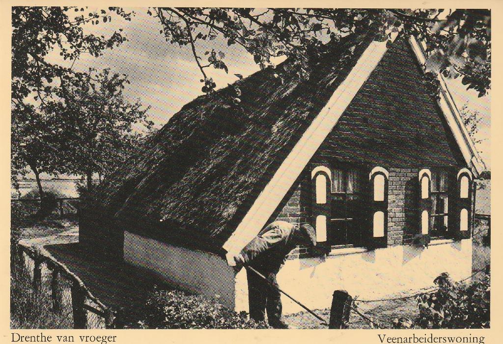 Drenthe van vroeger Veenarbeiderswoning, Ophalen of Verzenden, 1960 tot 1980, Ongelopen, Drenthe