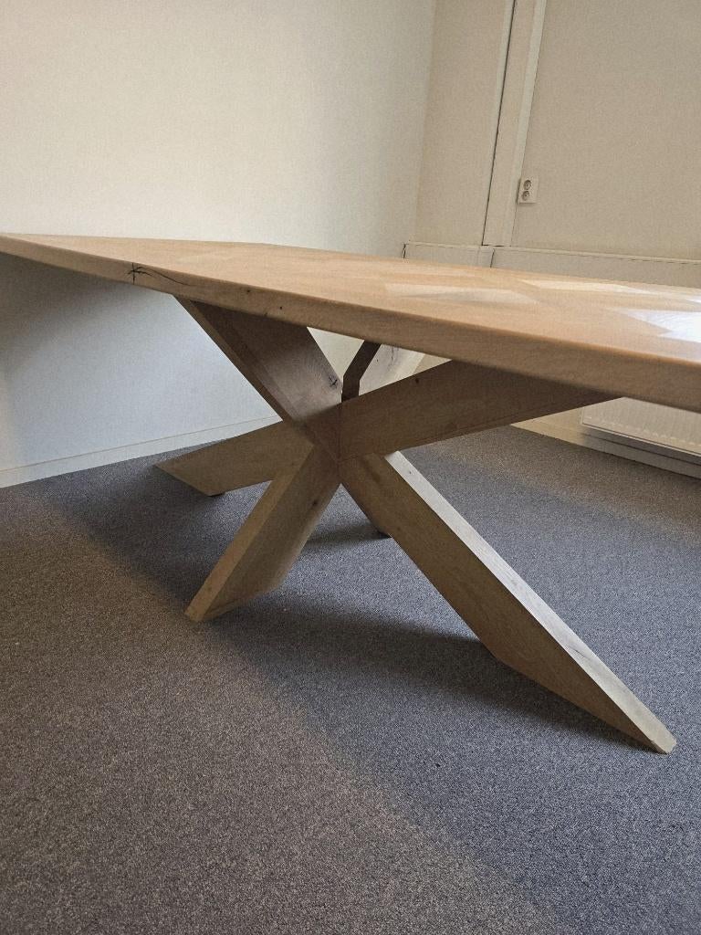 Massief eiken design tafel 200x100 Ingelegd kasteelvloerblad, Huis en Inrichting, Tafels | Eettafels, Ophalen, EigenMeubelmakerij