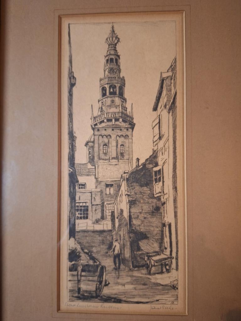 Ets Leiden - Pieterskerk van Jan Sirks, Ophalen of Verzenden