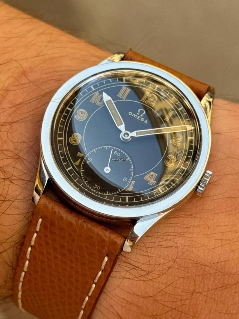 Omega Classic horloge | CK 859 WWII Military Calatrava 1939, Leer, Staal, Polshorloge, Ophalen of Verzenden