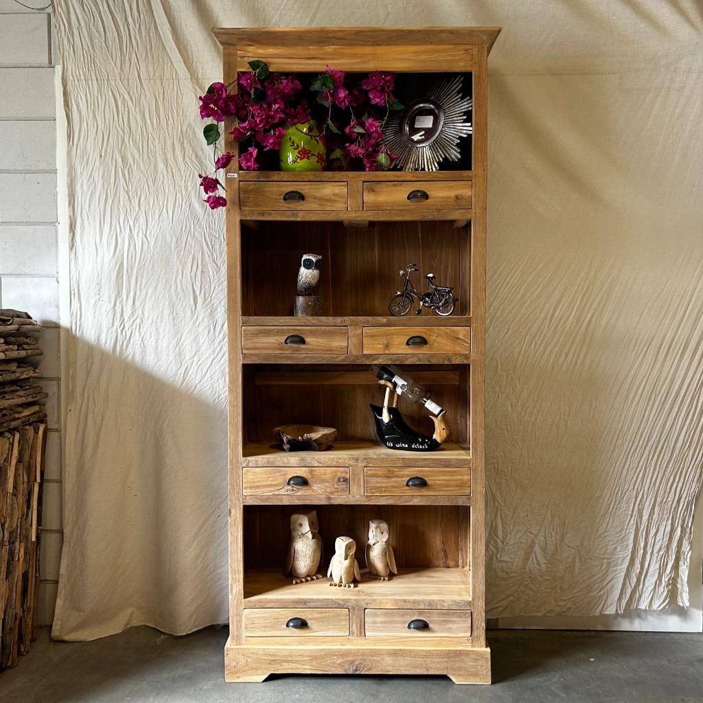 Boekenkast - massief teakhout- vanaf € 299,- Bij TTM Wonen, Met plank(en), 100 tot 150 cm, Www.ttmwonen.nl, Teakhout