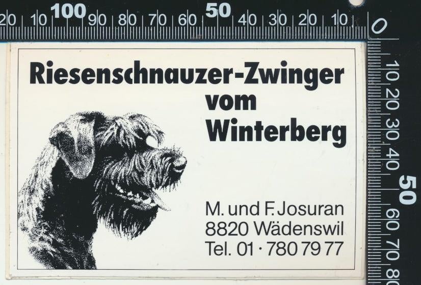 Sticker: Riesenschnauzer Zwinger - Winterberg, Verzamelen, Verzenden, Zo goed als nieuw, Bedrijf of Vereniging