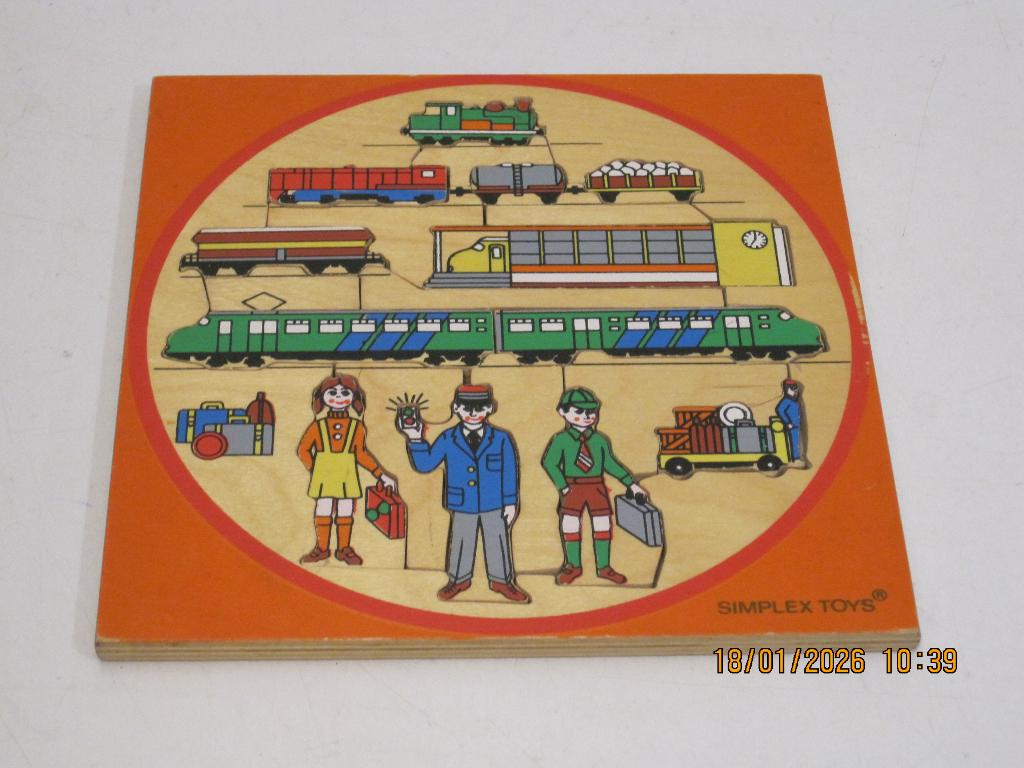 ns apenkop trein puzzel simplex toys 19/19 cm (371), Ophalen of Verzenden, 10 tot 50 stukjes, Zo goed als nieuw, Van hout