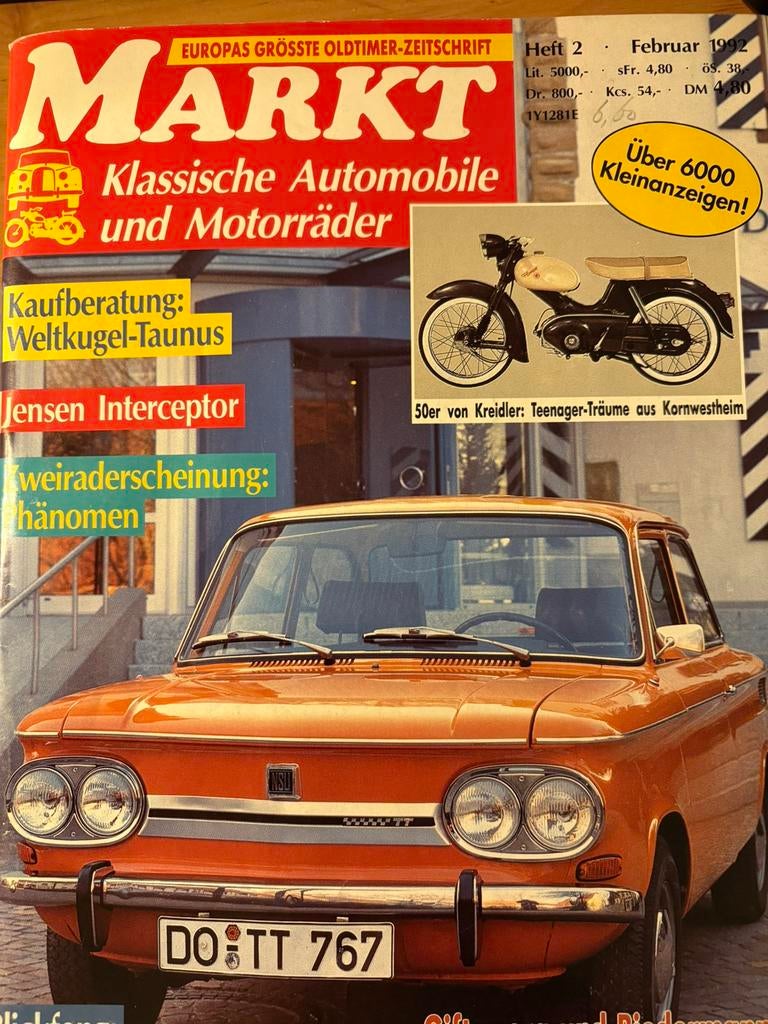Markt autotijdschrift Februari 1992 - NSU - Ford Taunus, Ophalen of Verzenden, Zo goed als nieuw, Ford