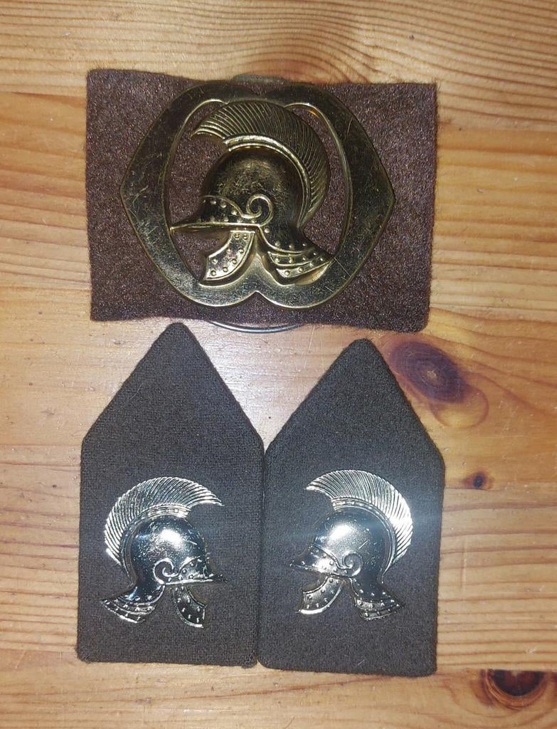 Baretembleem + kraagspiegels Genie, Verzamelen, Militaria | Algemeen, Ophalen of Verzenden, Landmacht, Nederland, Embleem of Badge
