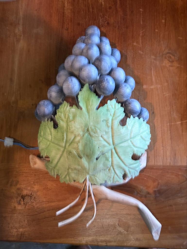 Vintage Italiaanse druiven wandlamp, Gebruikt, Ophalen of Verzenden, X, Metaal