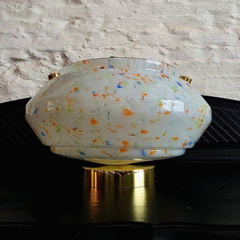 Vintage opaline glazen wandlamp-plafondlamp., Ophalen of Verzenden