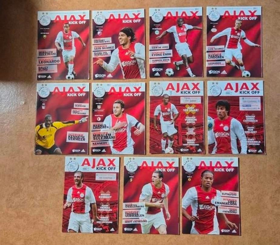 28 Ajax Kick Off Programmaboekjes, 2x De Ajacied + Posters!, Verzamelen, Ophalen of Verzenden, Zo goed als nieuw, Ajax, Boek of Tijdschrift