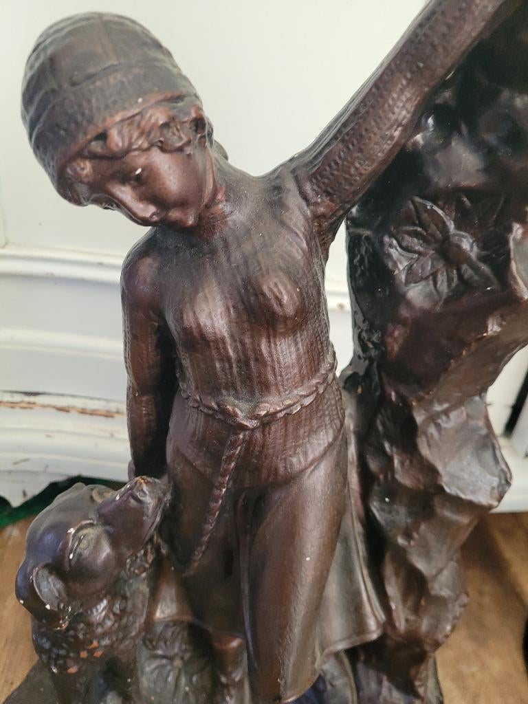 Antiek Art Nouveau beeld van gips 52 cm hoog, Ophalen of Verzenden