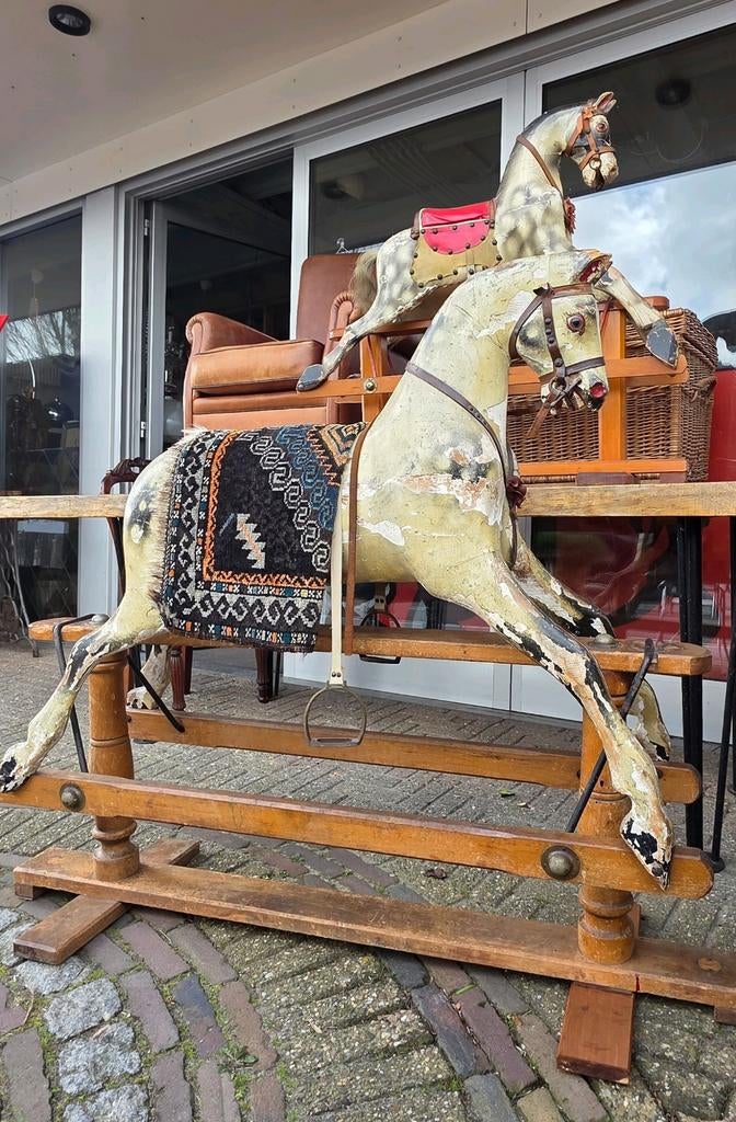 Antieke Engelse zwevende schommelpaarden, Antiek en Kunst, Ophalen of Verzenden