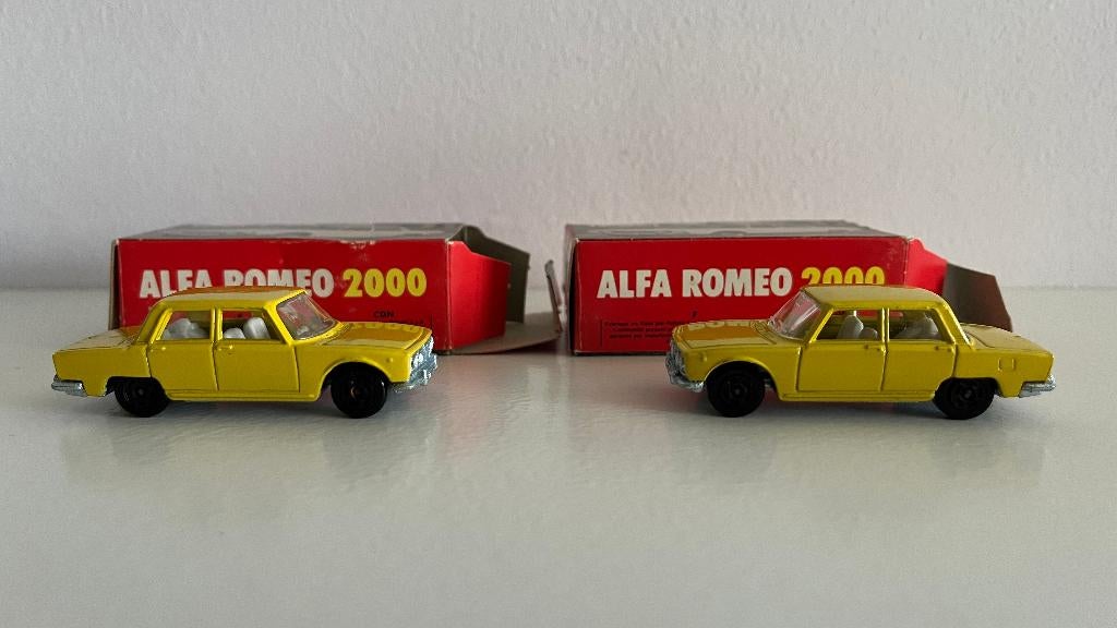 2 Polistil RJ 46 modelauto's Alfa Romeo 2000 geel, Ophalen, Zo goed als nieuw, Auto, Overige merken