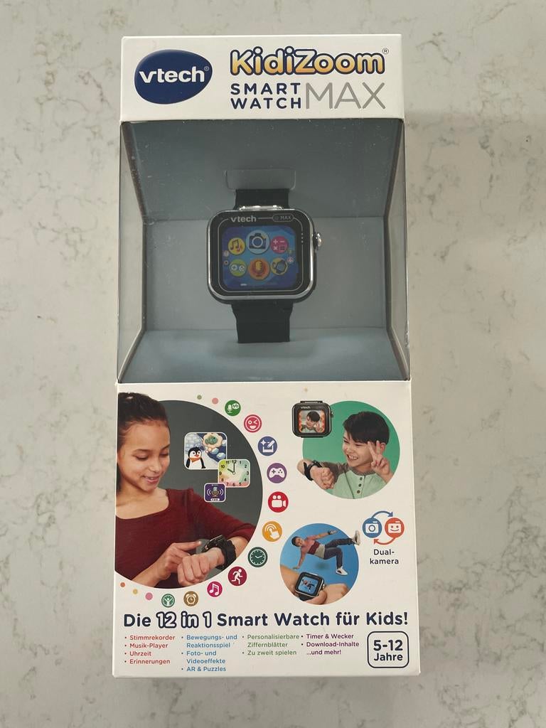 Vtech KidiZoom Smart Watch Max - Nieuw, Sieraden, Tassen en Uiterlijk, Horloges | Kinderen, Nieuw, Jongen of Meisje, Zwart, Ophalen of Verzenden
