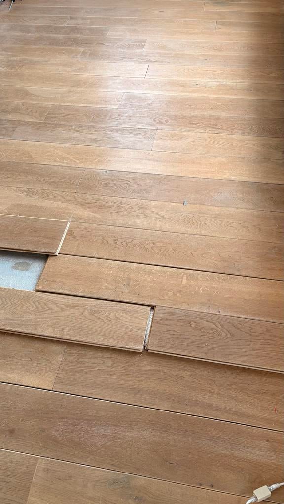 Massief eiken vloerplanken mes/groef, 20mm dik, 170mm breed, Ophalen, Gebruikt, Vloerdelen of -planken, 10 m² of meer