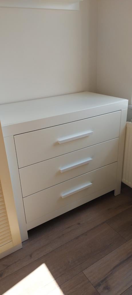 Witte commode 3 lades en bladvergroter., Ophalen, 50 tot 70 cm, 100 cm of meer, Zo goed als nieuw