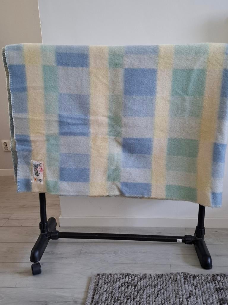 Vintage Retro Wollen Deken - Geruit (220x150 cm), Huis en Inrichting, Woonaccessoires | Plaids en Woondekens, Ophalen of Verzenden