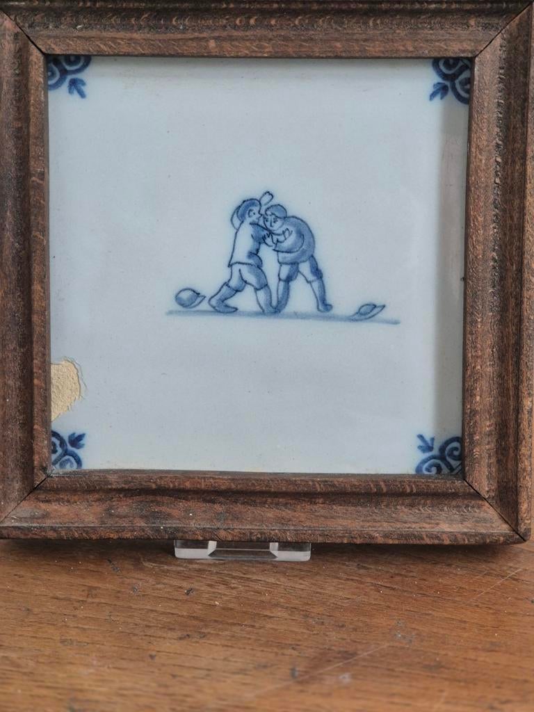 Oud Hollands tegeltje in houten lijst., Antiek en Kunst, Antiek | Wandborden en Tegels, Ophalen of Verzenden