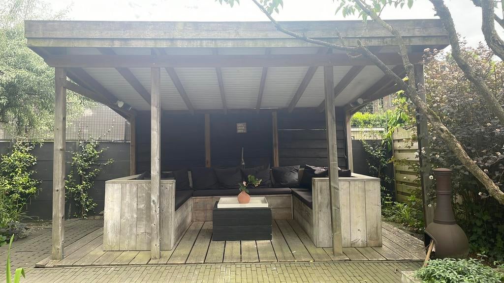 Overkapping met achterwand 3,50 bij 4,50m, Tuin en Terras, Overkappingen, Ophalen of Verzenden, Gebruikt, Tuinpaviljoen