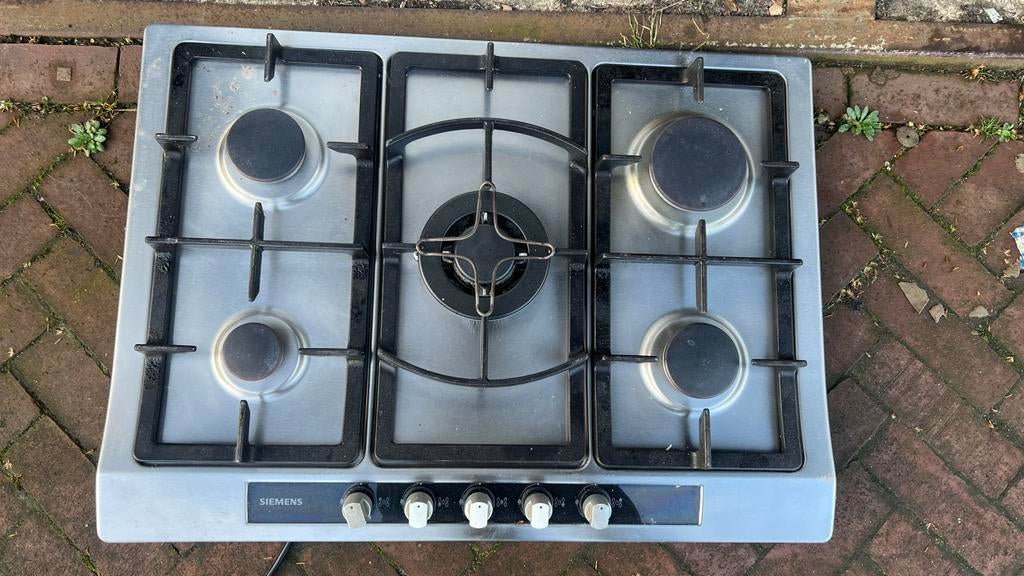 Siemens 5-pits gasfornuis - Gebruikt, Witgoed en Apparatuur, Kookplaten, Gebruikt, Inbouw, Gas, 4 kookzones