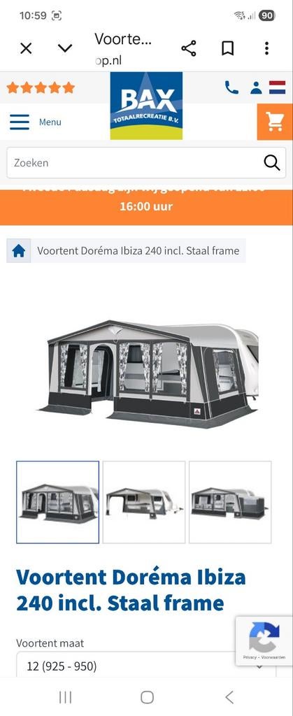 Nieuwe voortent Doréma Ibiza 240, Caravans en Kamperen, Voortenten en Luifels, Ophalen of Verzenden