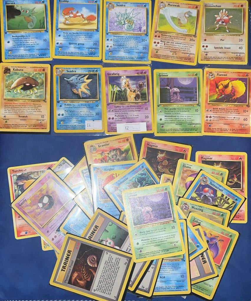 Oude vintage pokemon kaarten holo 1st edition 45+, Ophalen of Verzenden, Zo goed als nieuw, Meerdere kaarten