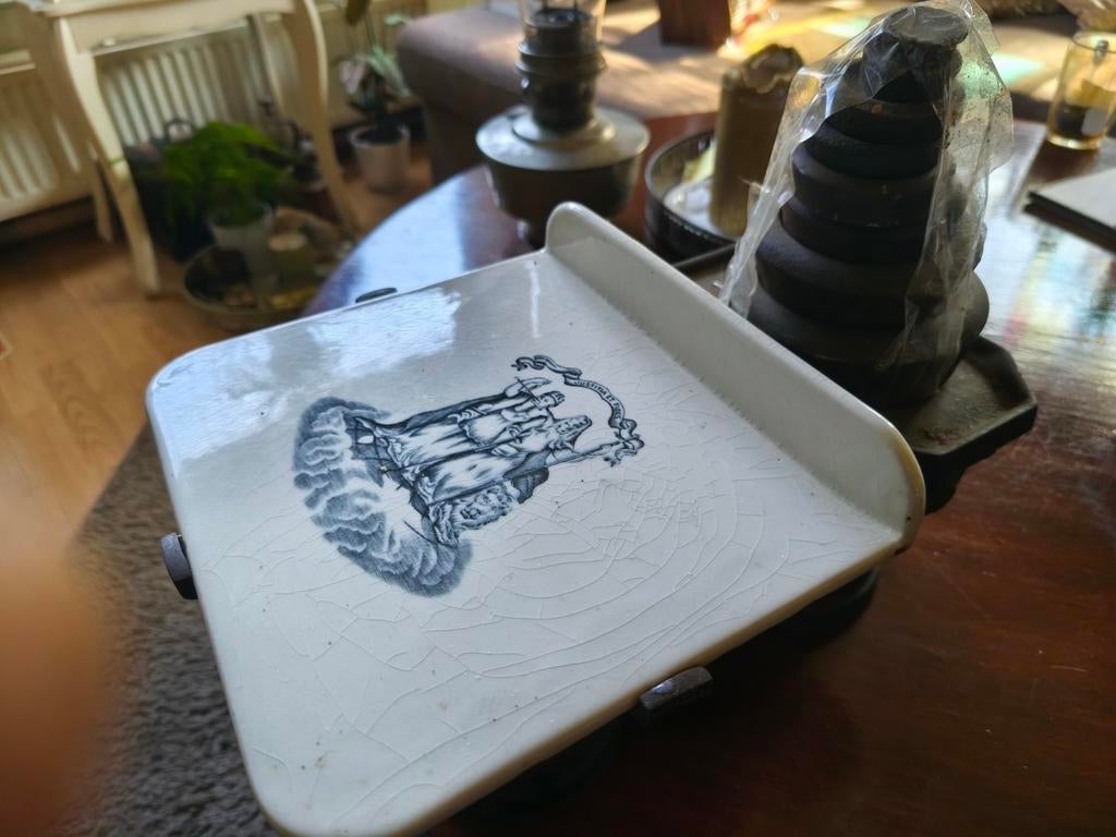 Antieke weegschaal met gewichten - decoratief, Ophalen of Verzenden