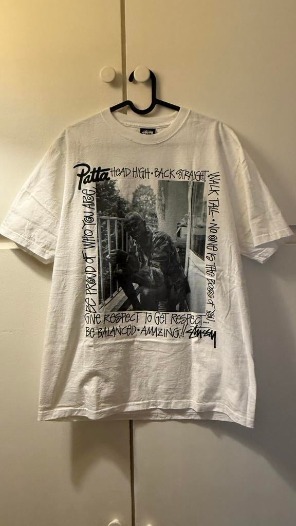 Patta x Stussy t-shirt | M, Kleding | Heren, Ophalen of Verzenden, Zo goed als nieuw, Maat 48/50 (M), Wit