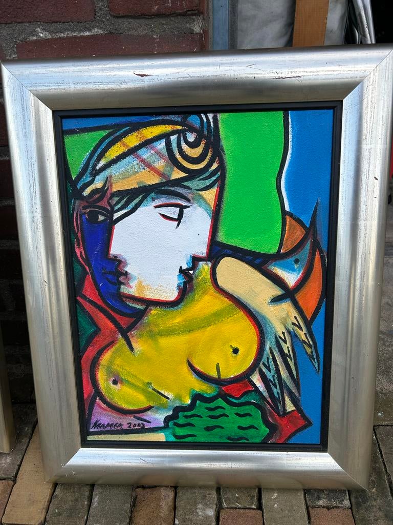 Tweeluik moderne kunst. Schilderijen., Ophalen of Verzenden