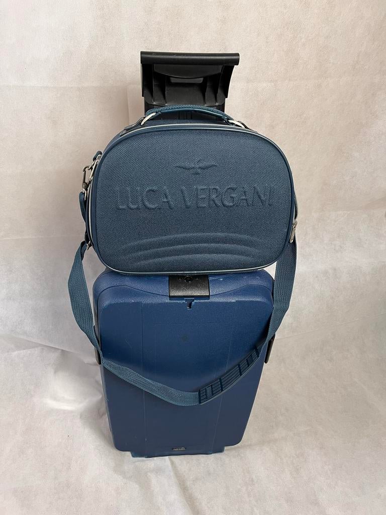 Keter rolkoffer met Luca Vergani beautycase, Sieraden, Tassen en Uiterlijk, Beautycases, Ophalen, Gebruikt, Blauw, Hardcase