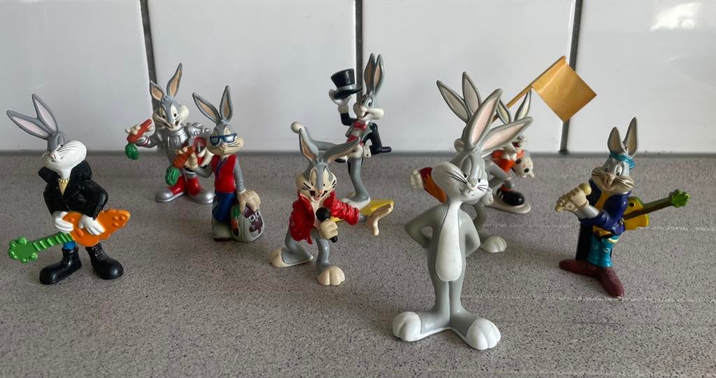 9 Bugs Bunny Warner Bros poppetjes Bullyland Germany jr 90, Verzamelen, Ophalen of Verzenden, Zo goed als nieuw