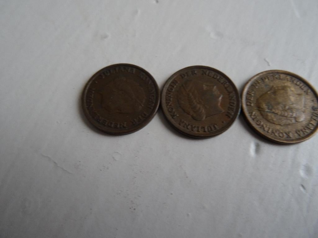 2 losse centen van 1 cent Juliana 1953,1964, Ophalen of Verzenden, Koningin Juliana, 1 cent, Losse munt