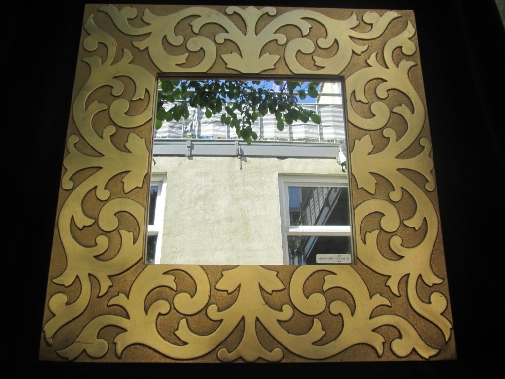 Decoratieve Gouden Design Spiegel de Kunudt  68x 68, Ophalen, Gebruikt, Vierkant, Minder dan 100 cm