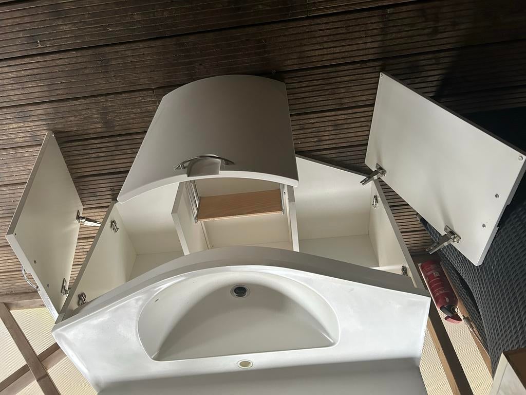 Mooi badkamer meubel met wasbak en spiegelkast, Ophalen, Gebruikt, 100 tot 150 cm, Wastafelkast