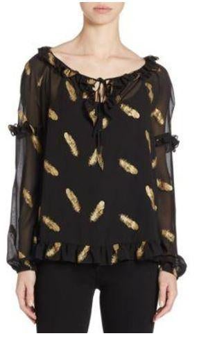 The Kooples feestelijke blouse met goud, maat 2 - medium, Maat 38/40 (M), The  Kooples, Zwart, Nieuw