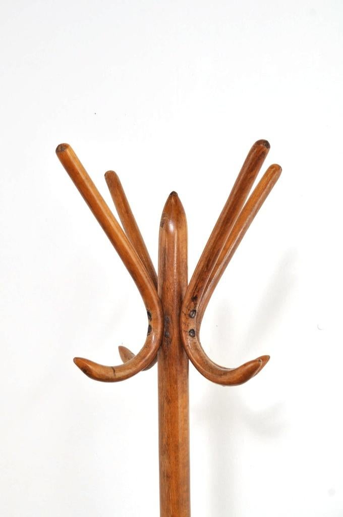 Antieke beukenhouten Thonet kapstok jaren 20, Gebruikt, Ophalen of Verzenden, Staande kapstok, 150 tot 200 cm