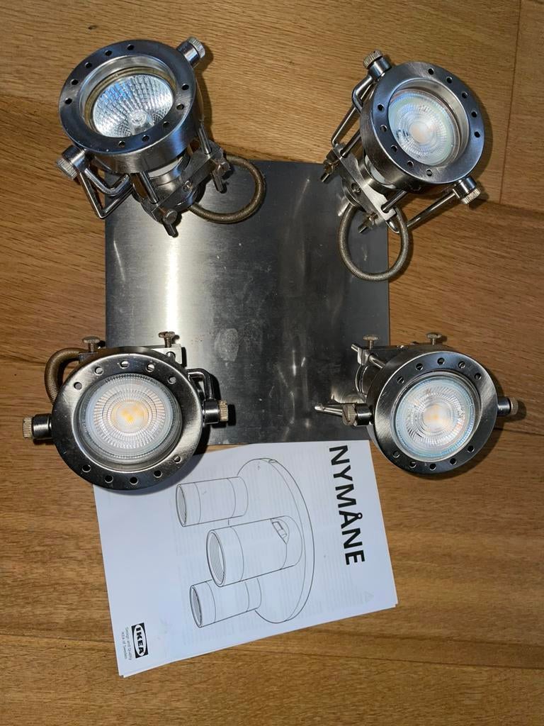 4 spots spot lamp halogeen IKEA metaal 15e Max 50 w, Ophalen of Verzenden, Zo goed als nieuw, Metaal of Aluminium, Halogeen