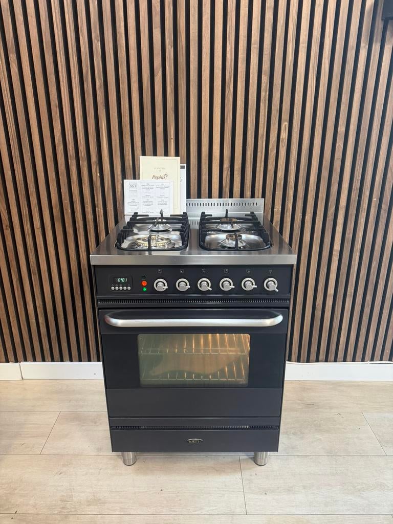 Mooie Boretti Fornuis antraciet 4pits 60cm (Gratis bezorgen), 5258sh, Gebruikt, Energieklasse A of zuiniger, Gas