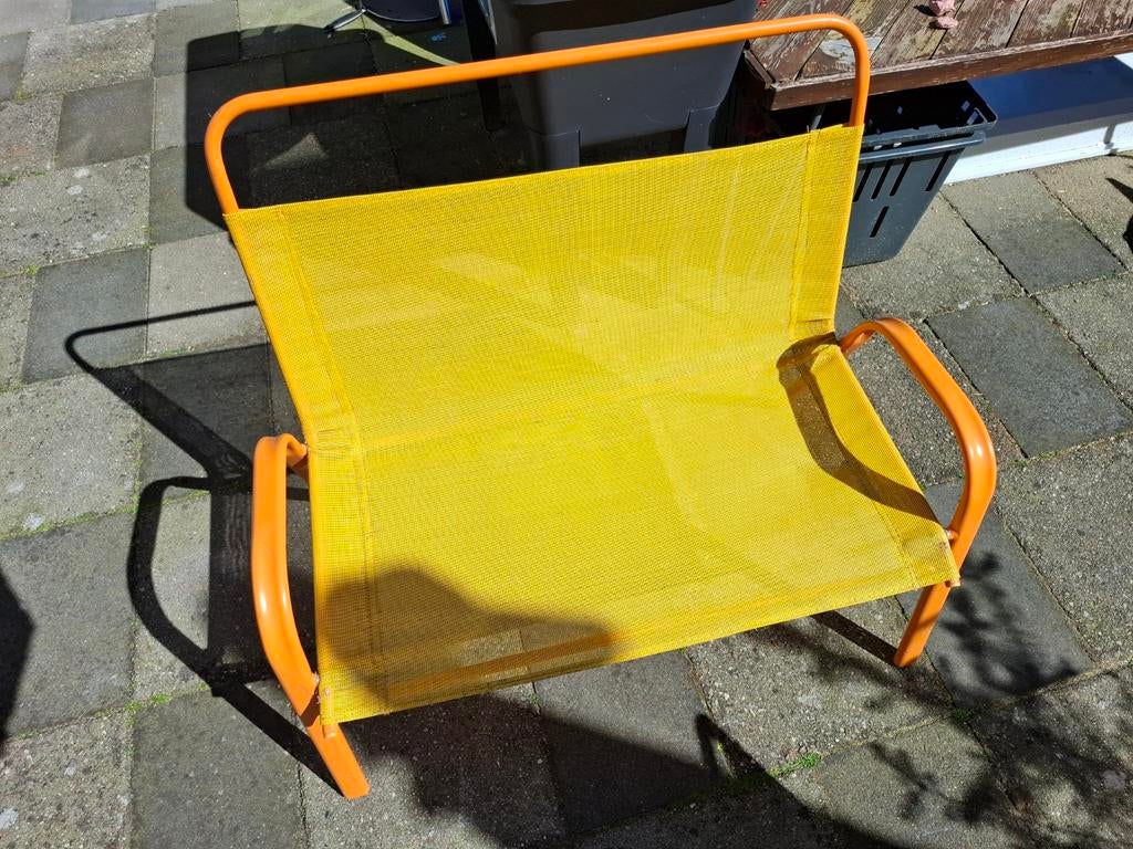 Royal Patio tuinstoel geel/oranje 2 stuks, Tuin en Terras, Tuinstoelen, Ophalen, Gebruikt, Overige materialen