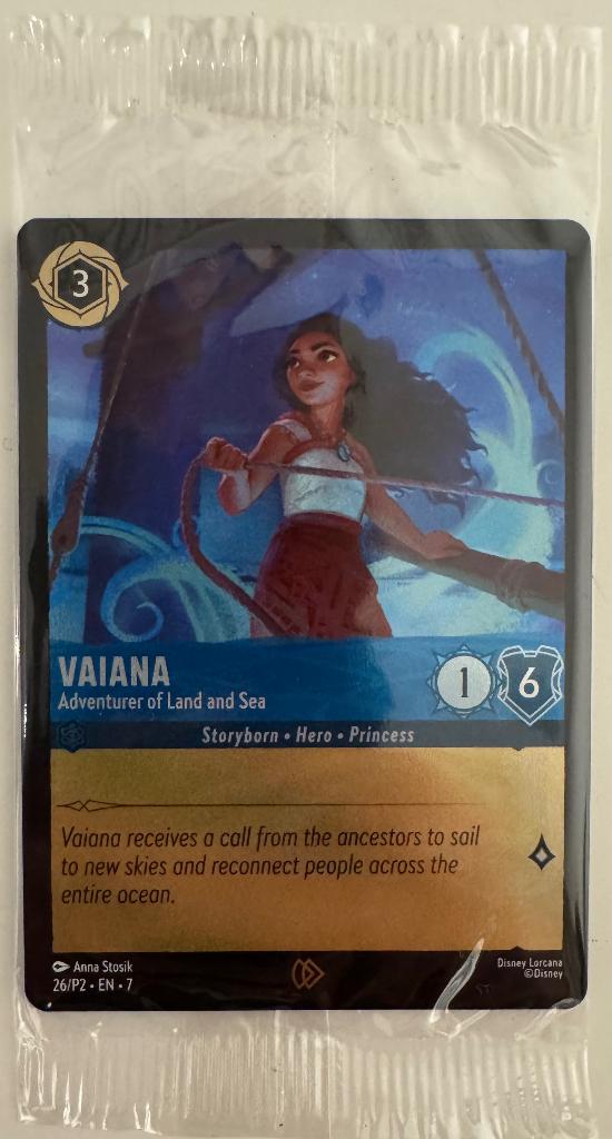 Disney Lorcana Promo - P2-026 - Vaiana - Adventures of Land, Ophalen of Verzenden, Nieuw, Losse kaart, Foil