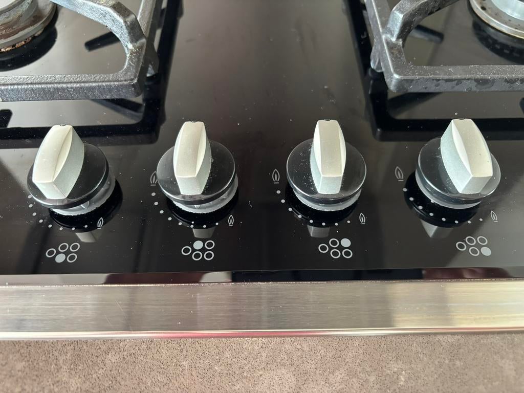 Gas op glas kookplaat 90 cm, Ophalen, Zo goed als nieuw, Inbouw, Gas