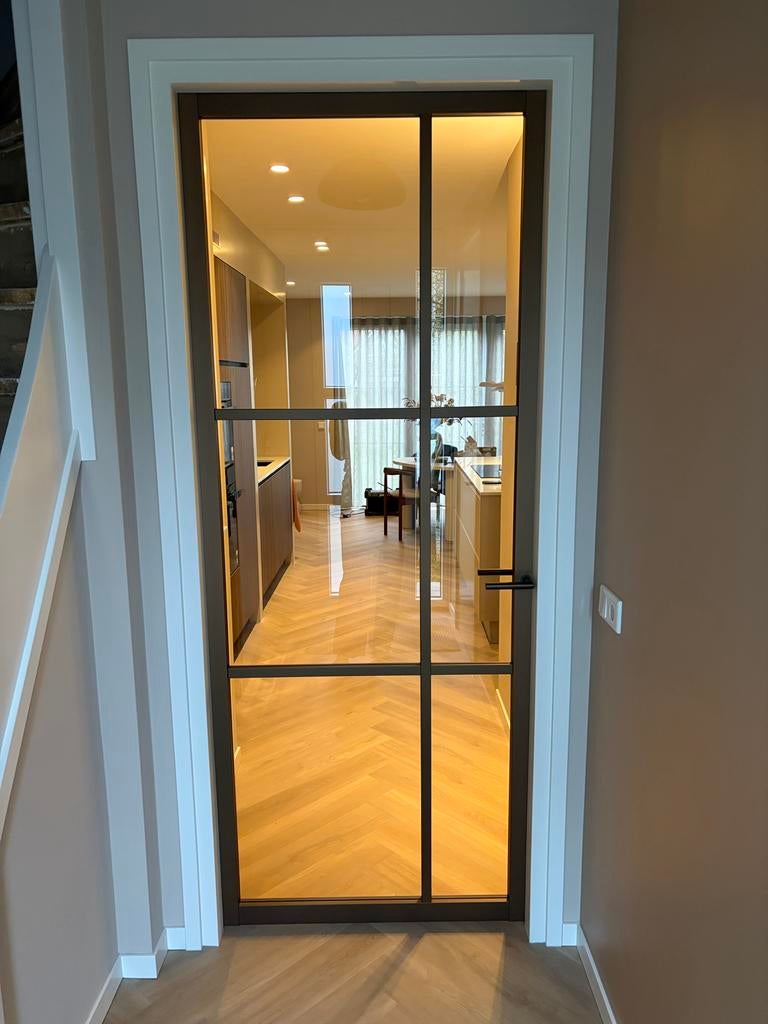 Bronzen Svedex binnendeur met glas, Ophalen, Gebruikt, 80 tot 100 cm, Binnendeur