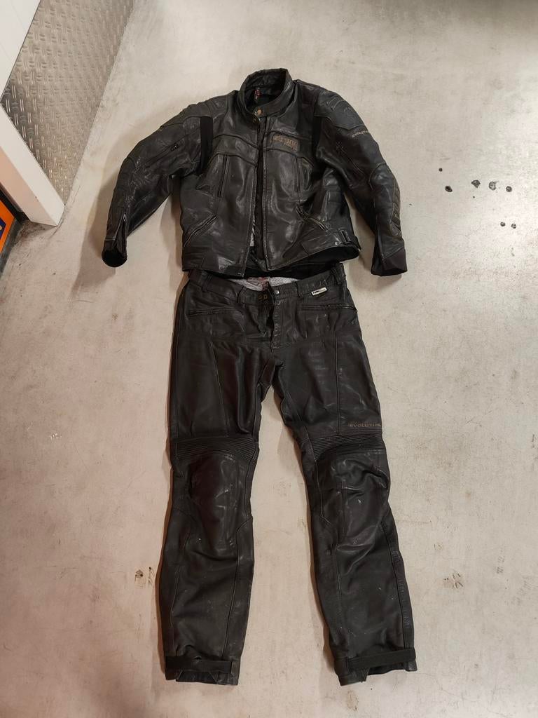 Leren motorpak, jas en broek maat 56, Motoren, Kleding | Motorkleding, Evolution Motorcycling Clothing, Ophalen of Verzenden, Tweedehands