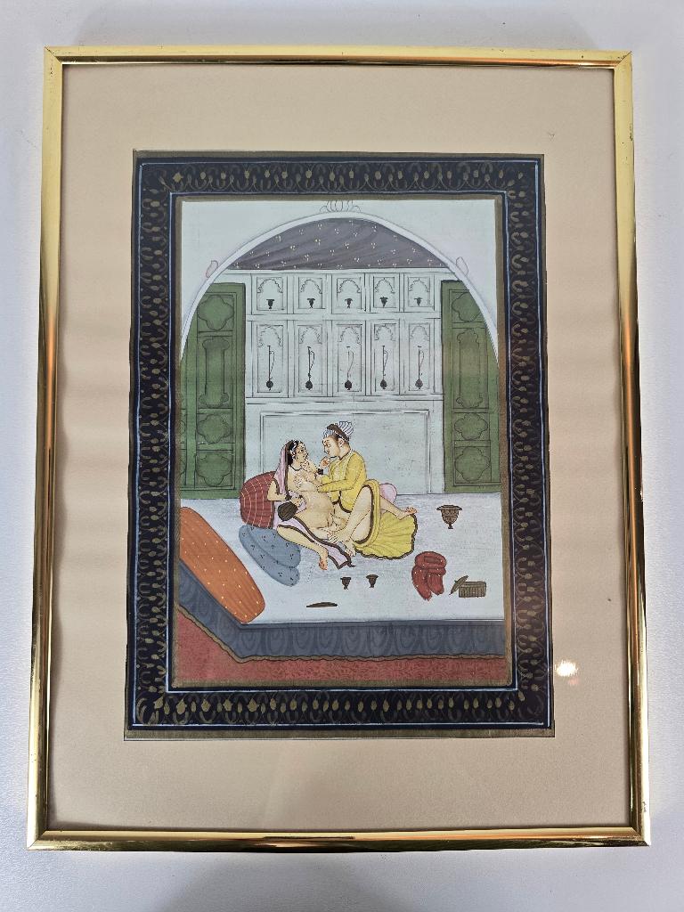 Miniatuurschilderij Kama Sutra, India, Rajput Mughal, Ophalen of Verzenden